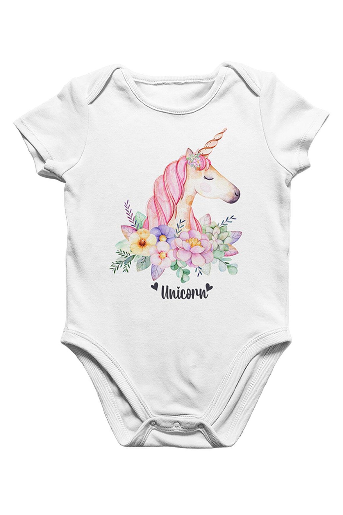 Unicorn Pink Anneler Günü Beyaz Bebek Body