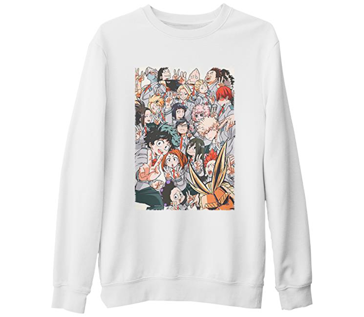 My Hero Academia Beyaz Kalın Sweatshirt