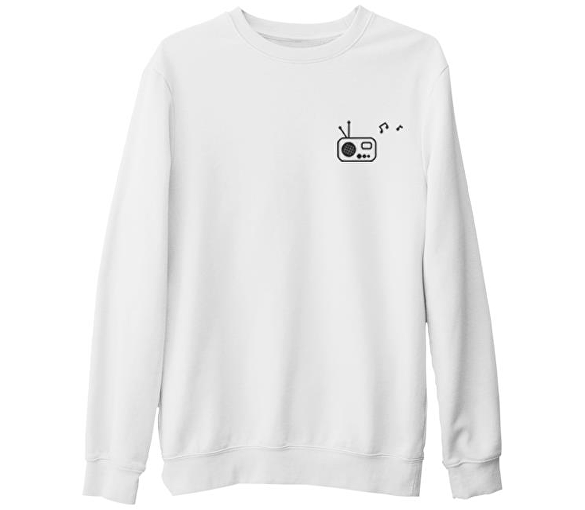 Radyo - Logo Beyaz Kalın Sweatshirt