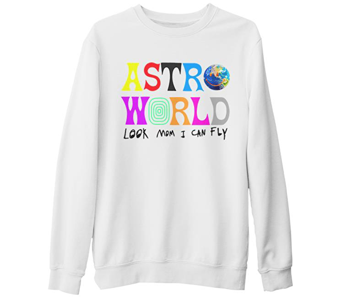 Travis Scott - Astro World Beyaz Kalın Sweatshirt