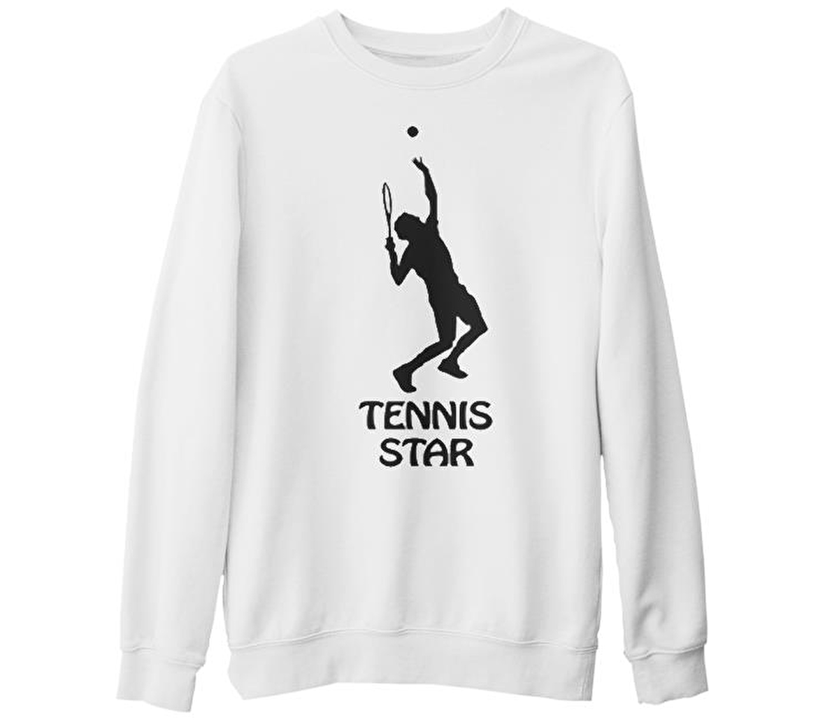 Tenis Star Beyaz Erkek Kalın Sweatshirt