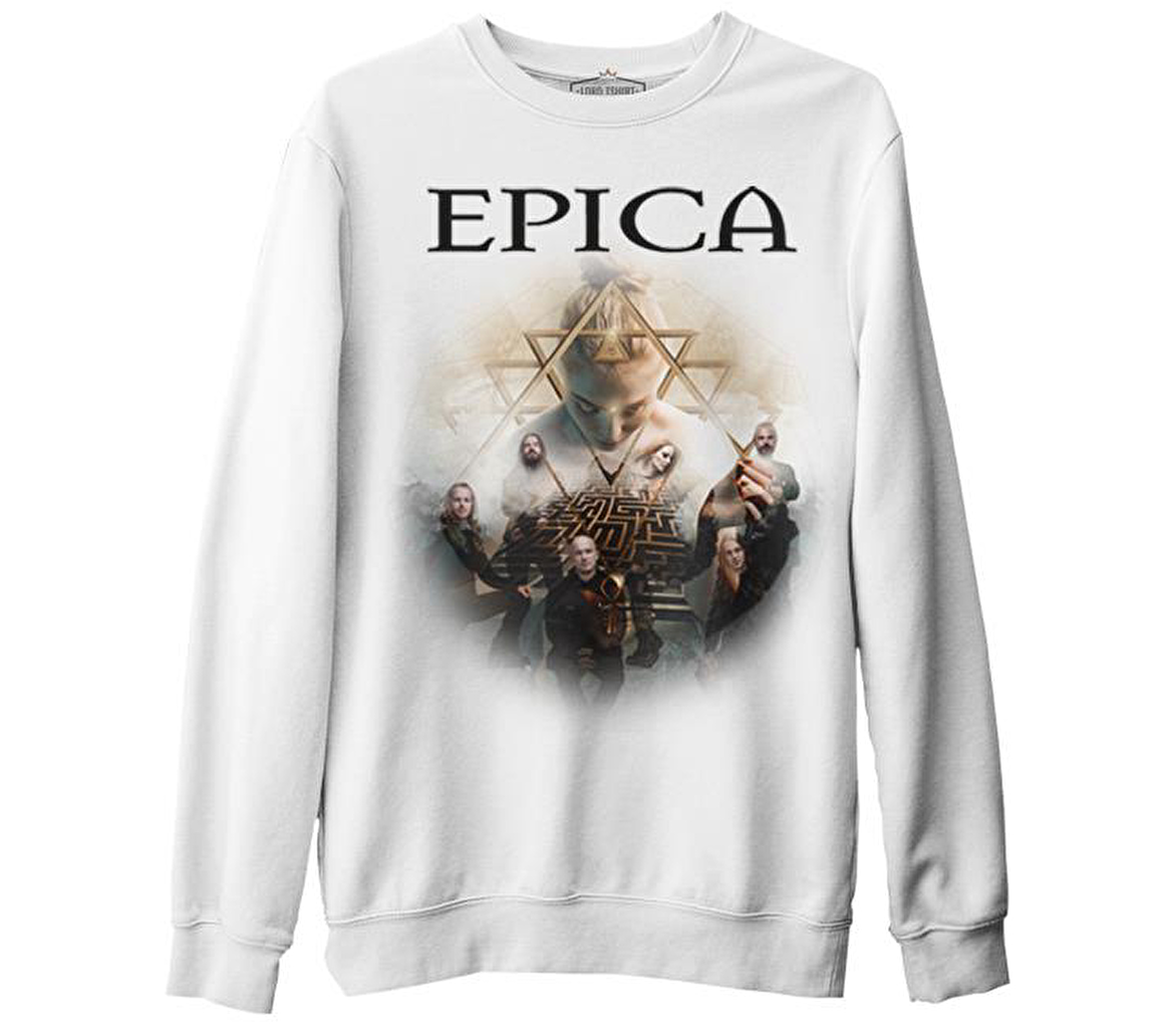 Epica-Omega Beyaz Erkek Kalın Sweatshirt