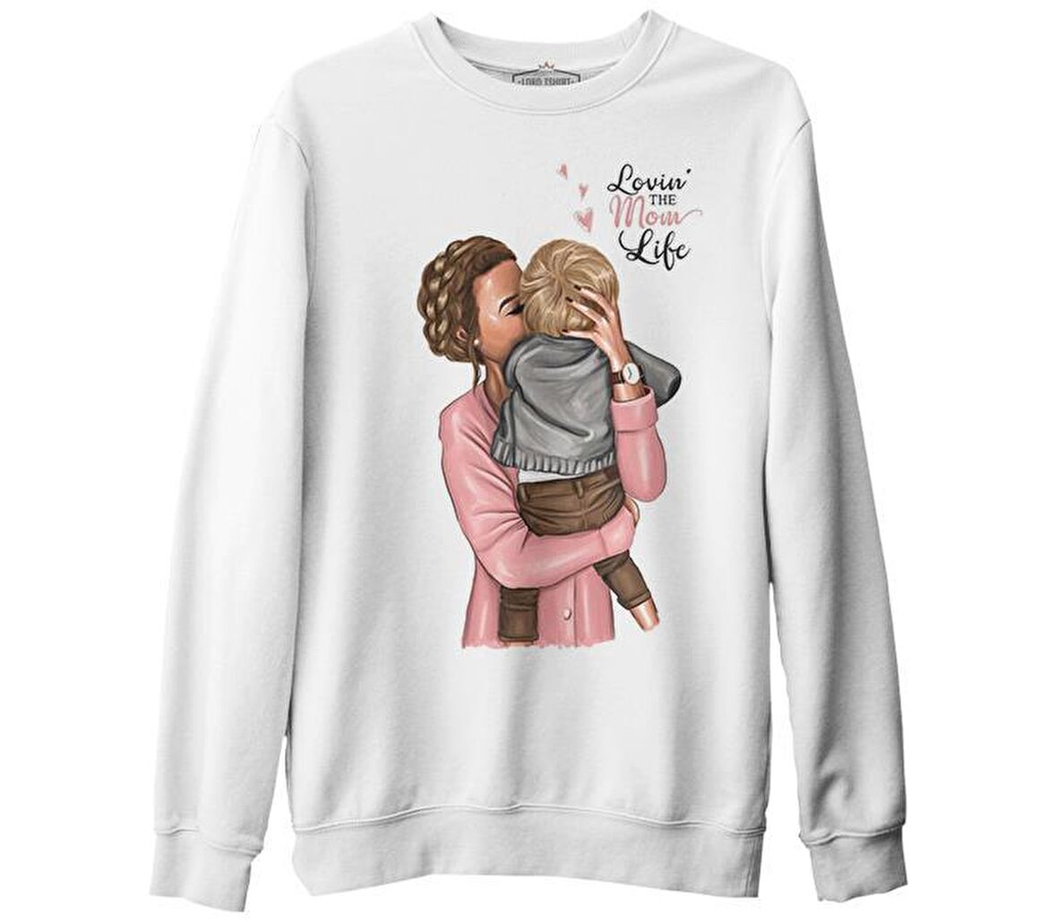Mom Life Anneler Günü Beyaz Unisex Kalın Sweatshirt