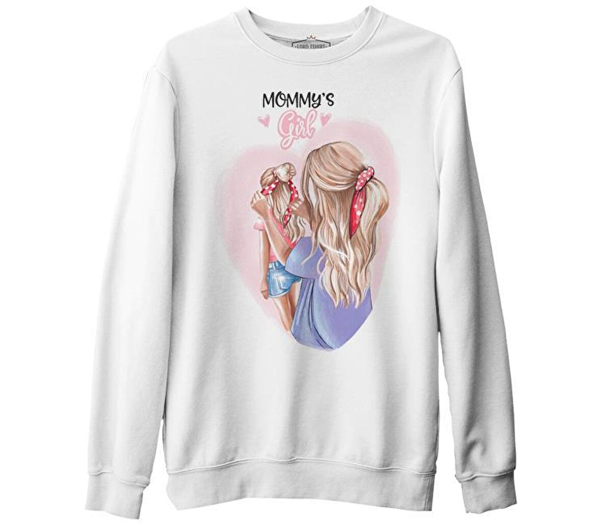 Mommy's Girl Anneler Günü Beyaz Unisex Kalın Sweatshirt