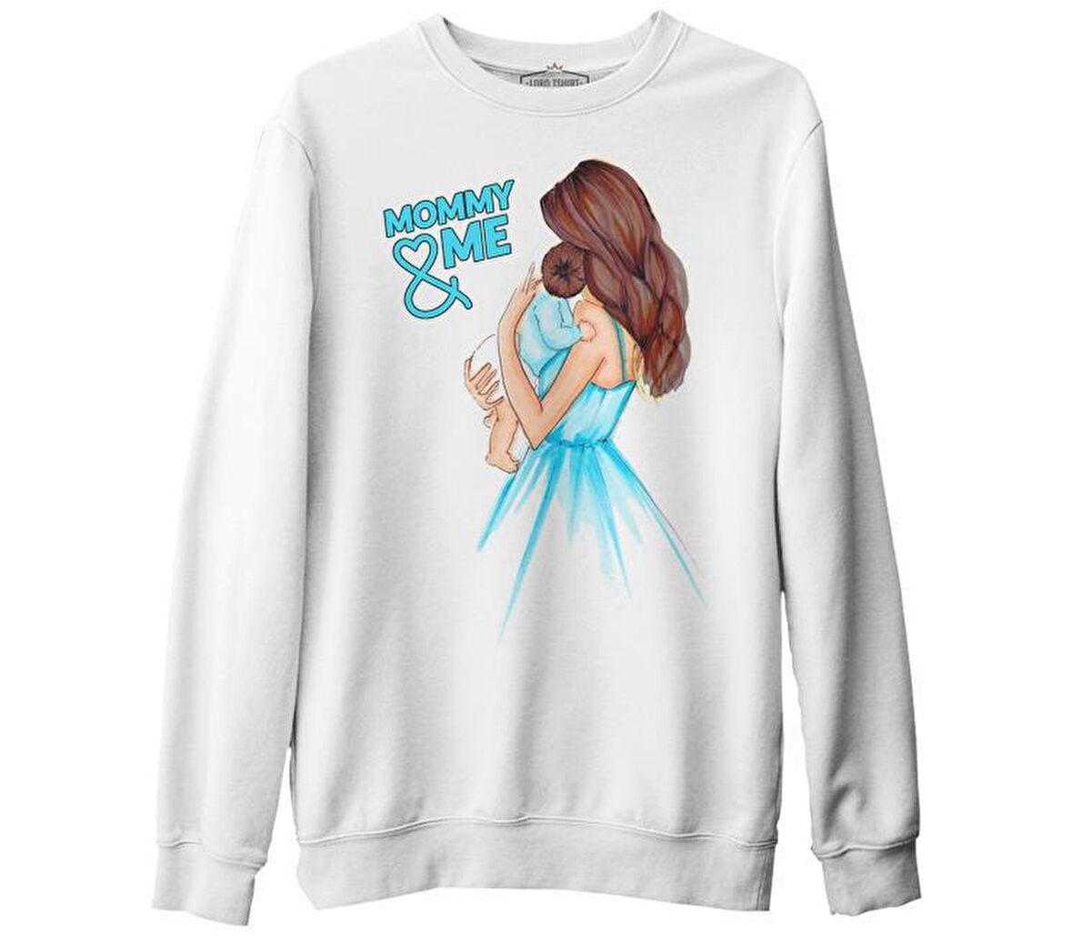 Annem ve Ben Erkek Anneler Günü Beyaz Unisex Kalın Sweatshirt