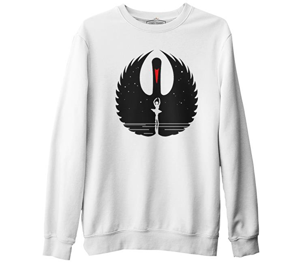 Girl inside the Swan or Vice Versa Beyaz Erkek Kalın Sweatshirt