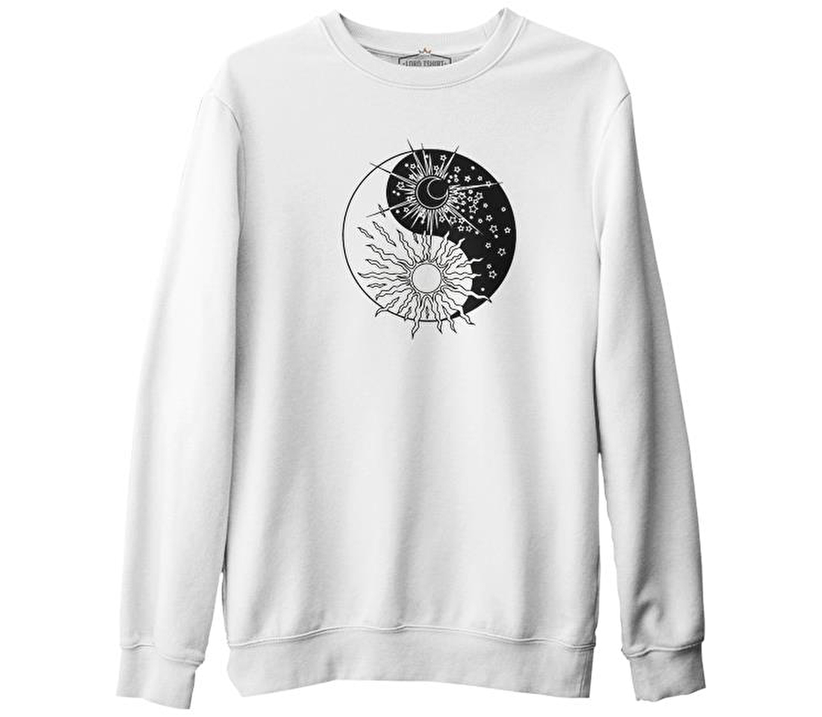 Suns Yin Yang Beyaz Erkek Kalın Sweatshirt