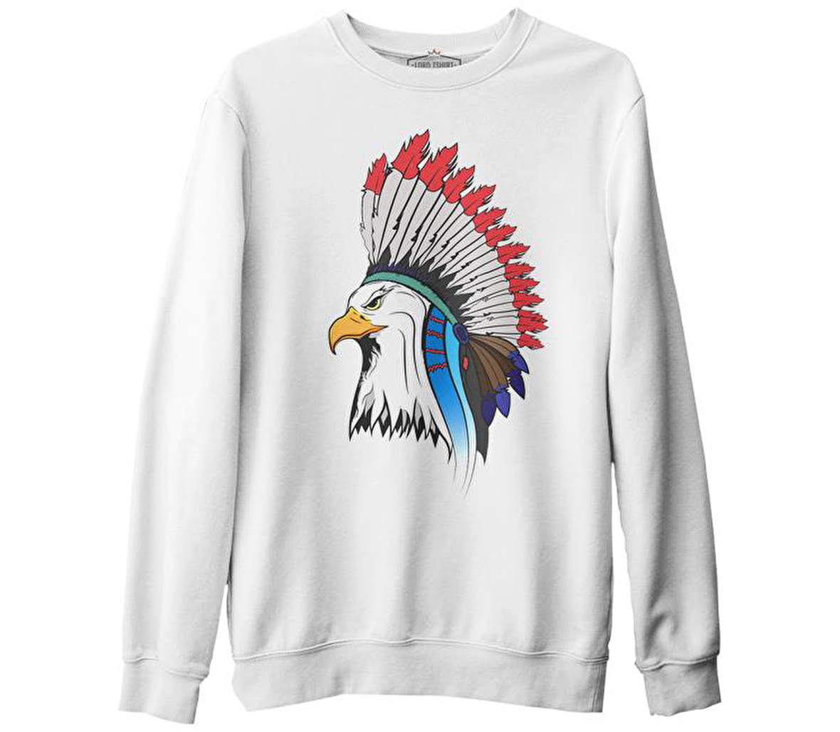 Indian Flying Beyaz Erkek Kalın Sweatshirt