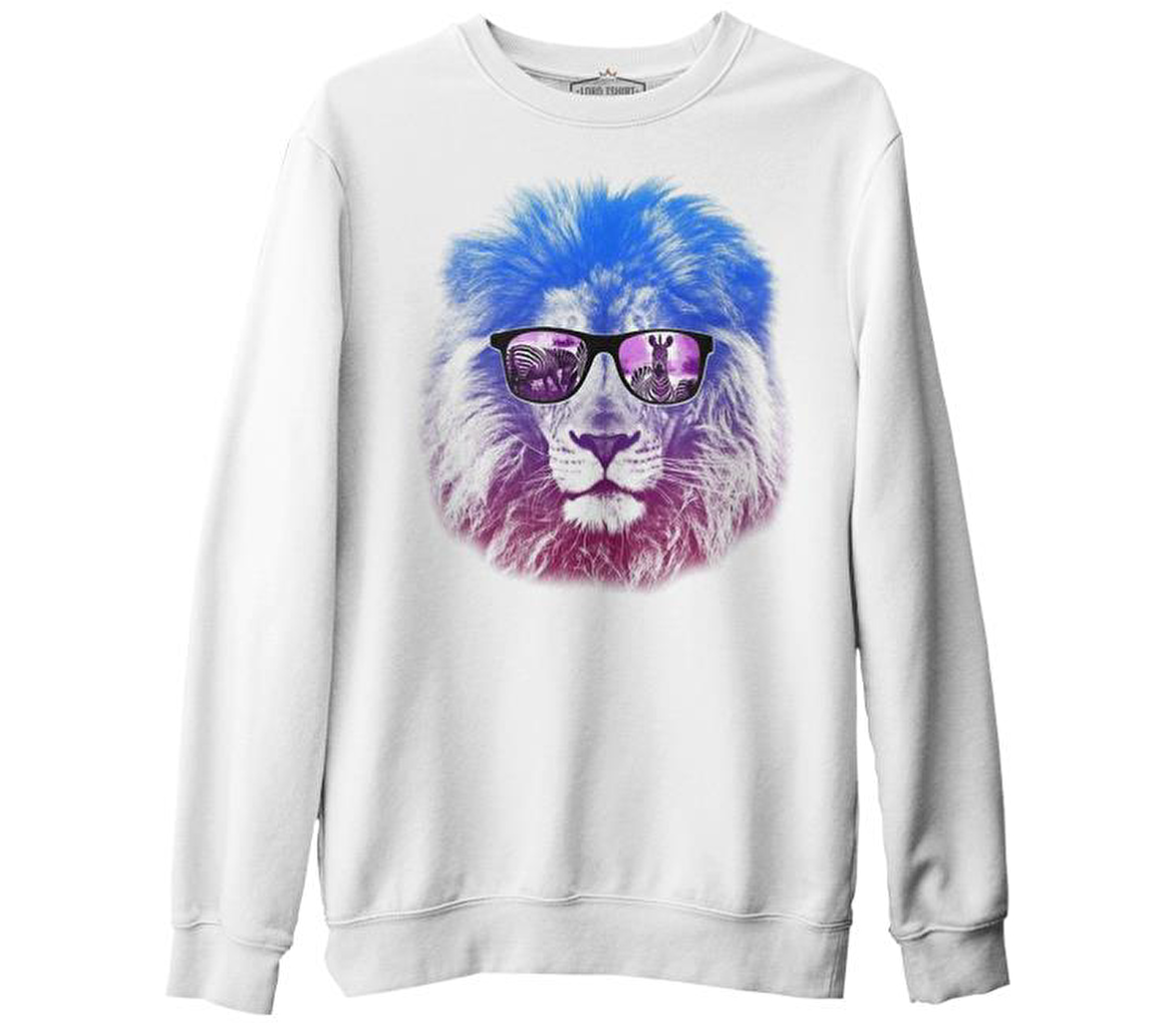 Summer - Aslan Beyaz Erkek Kalın Sweatshirt