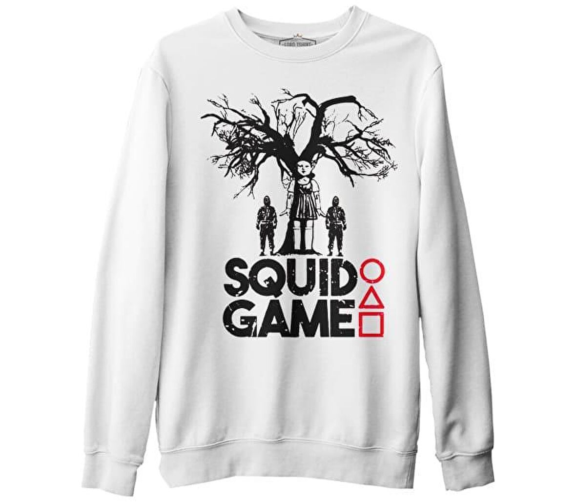 Squid Game - Red Light Beyaz Erkek Kalın Sweatshirt