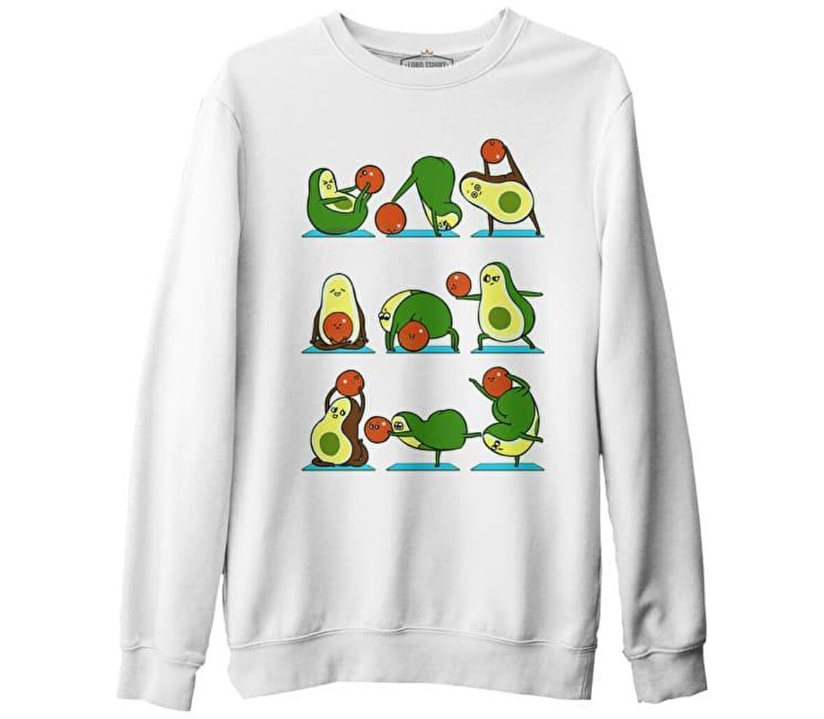 Yoga - Avocado Pozlar Beyaz Erkek Kalın Sweatshirt