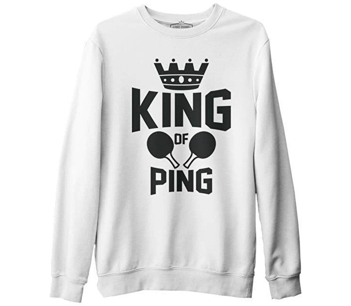 Masa Tenisi - King of Ping Pong Beyaz Erkek Kalın Sweatshirt