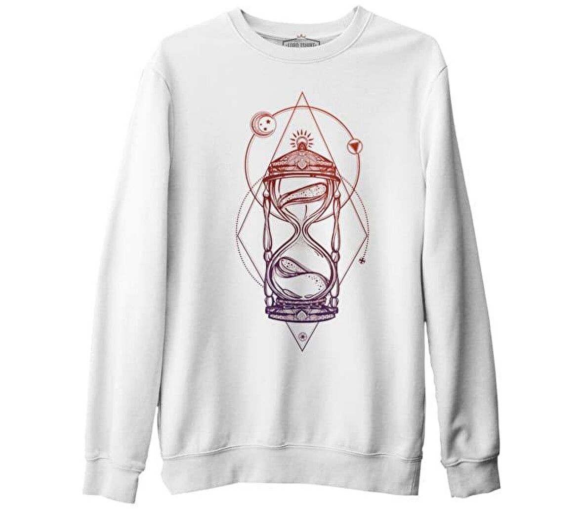 Kum Saati - Yıldızlarda Zaman Beyaz Erkek Kalın Sweatshirt