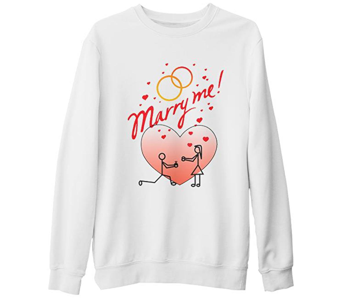 Marry Me! Beyaz Kalın Sweatshirt