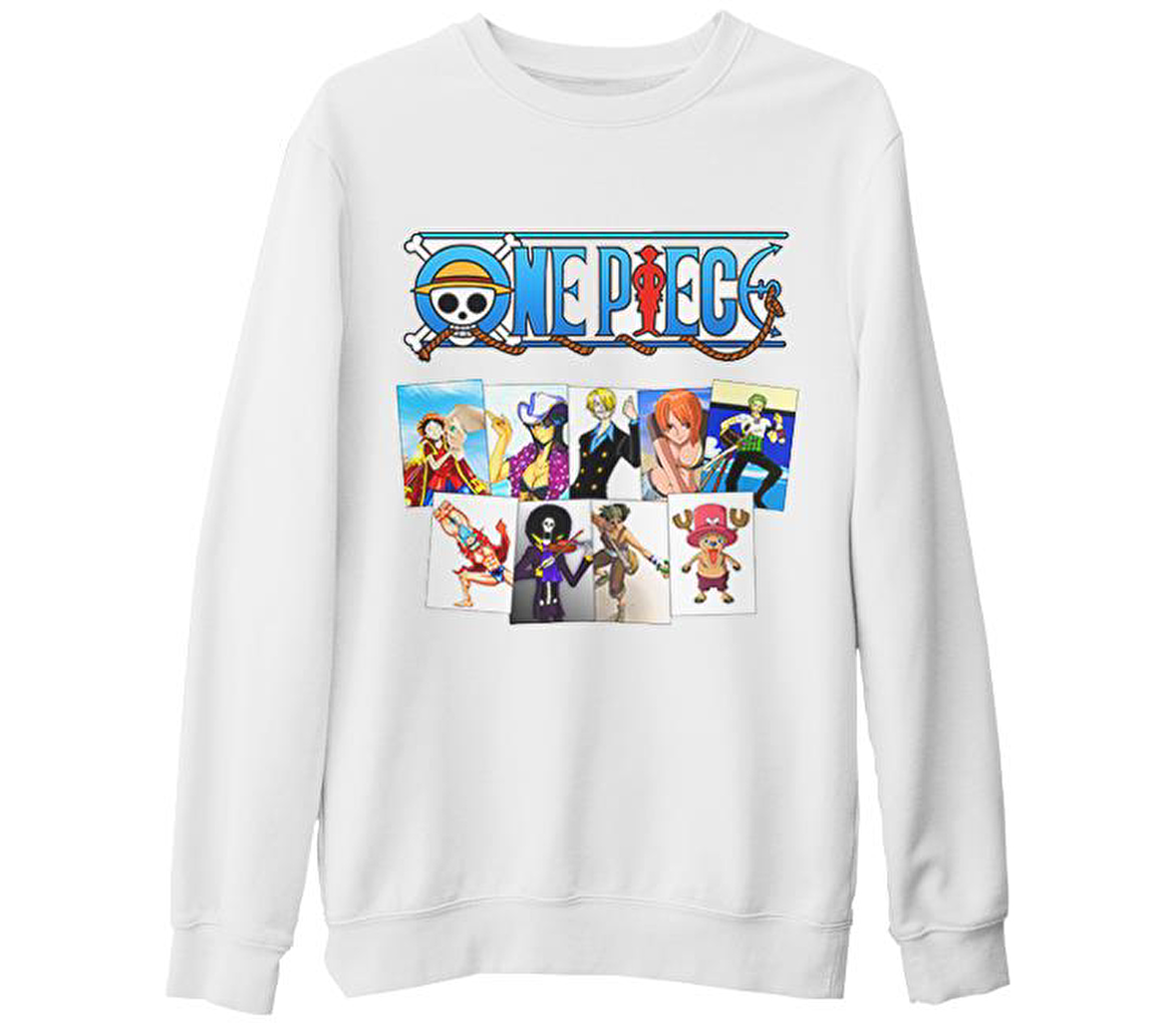 One Piece 1 Beyaz Kalın Sweatshirt