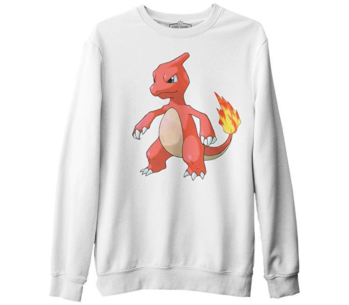 Pokemon - Charmeleon Beyaz Kalın Sweatshirt
