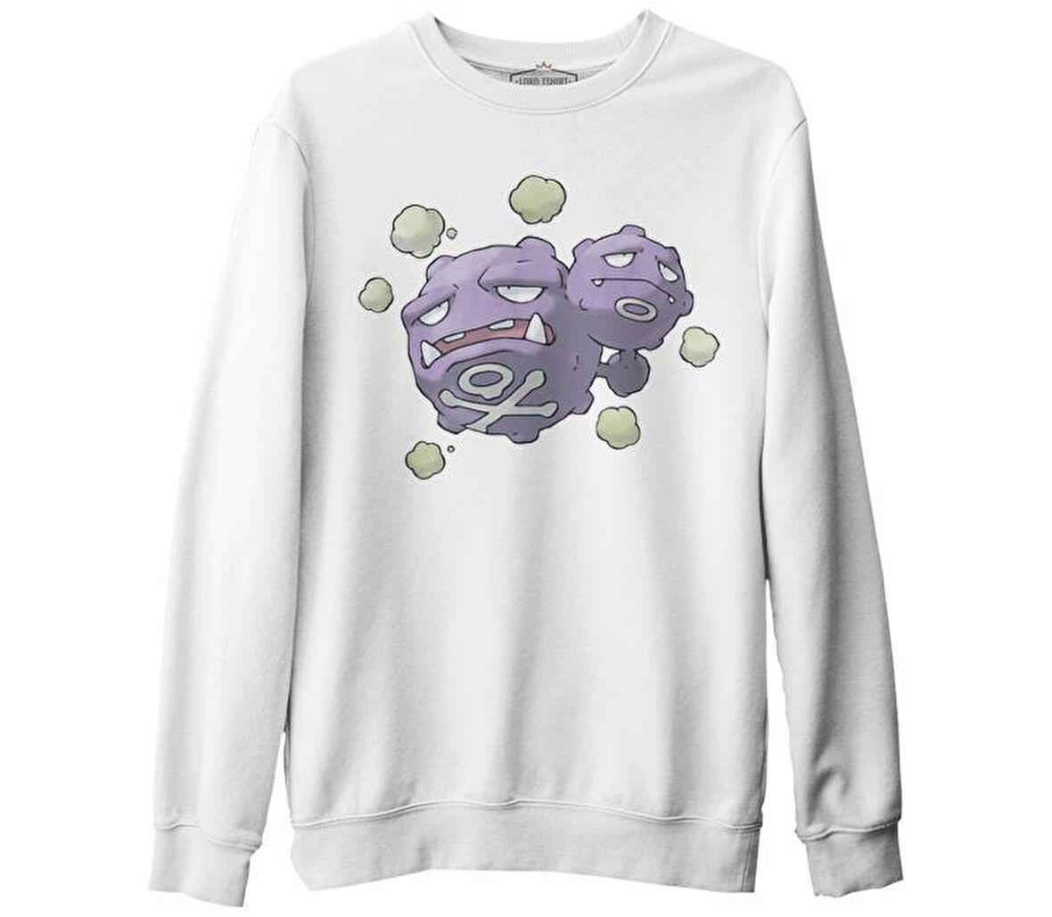 Pokemon - Weezing Beyaz Kalın Sweatshirt
