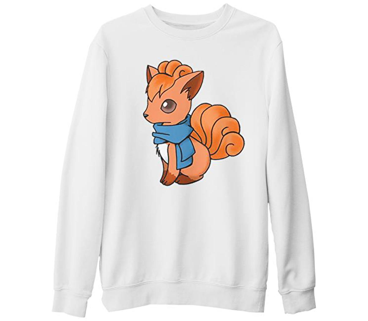 Pokemon Go - Vulpix Beyaz Kalın Sweatshirt