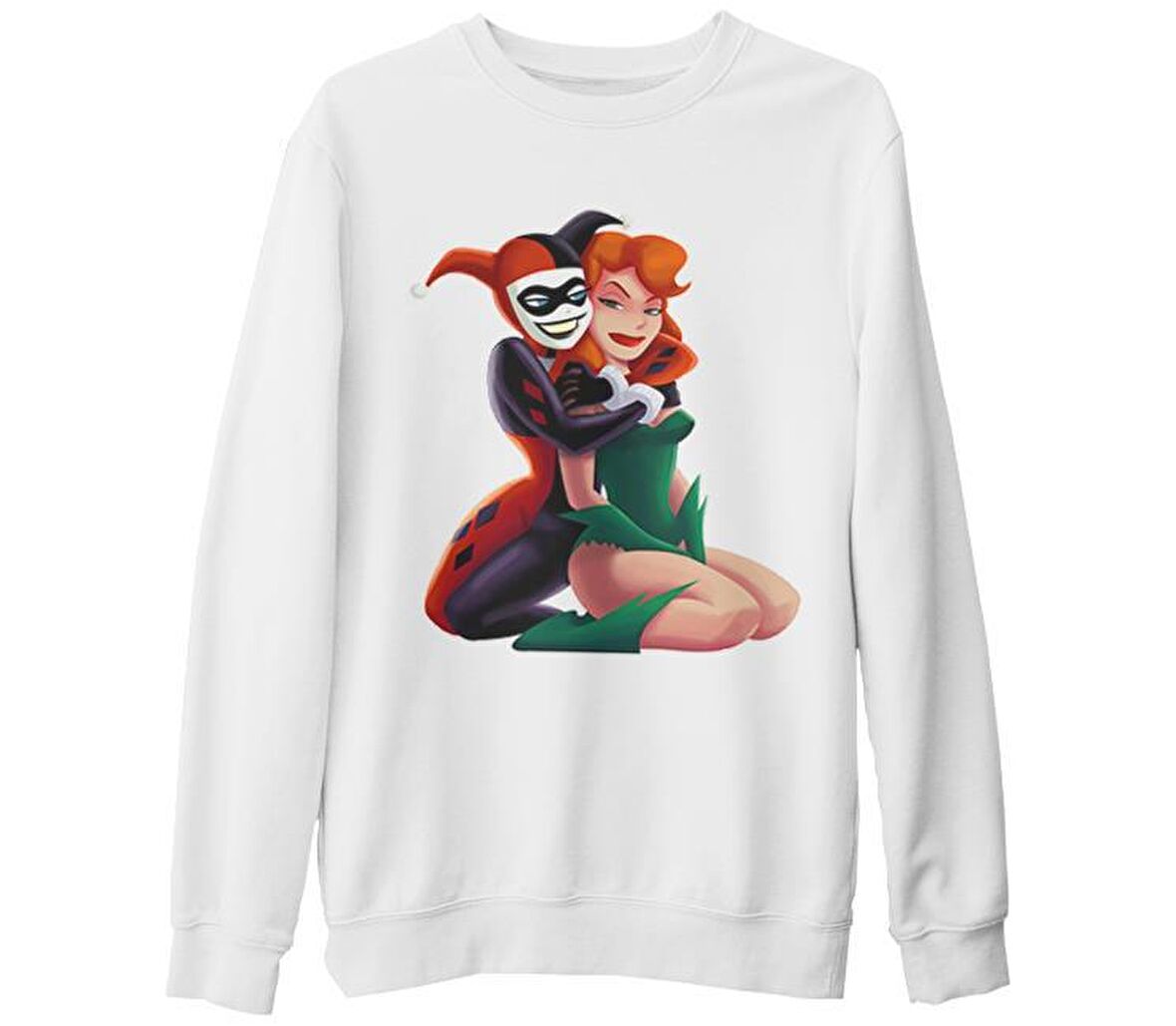 Harley Quinn and Ivy Beyaz Kalın Sweatshirt