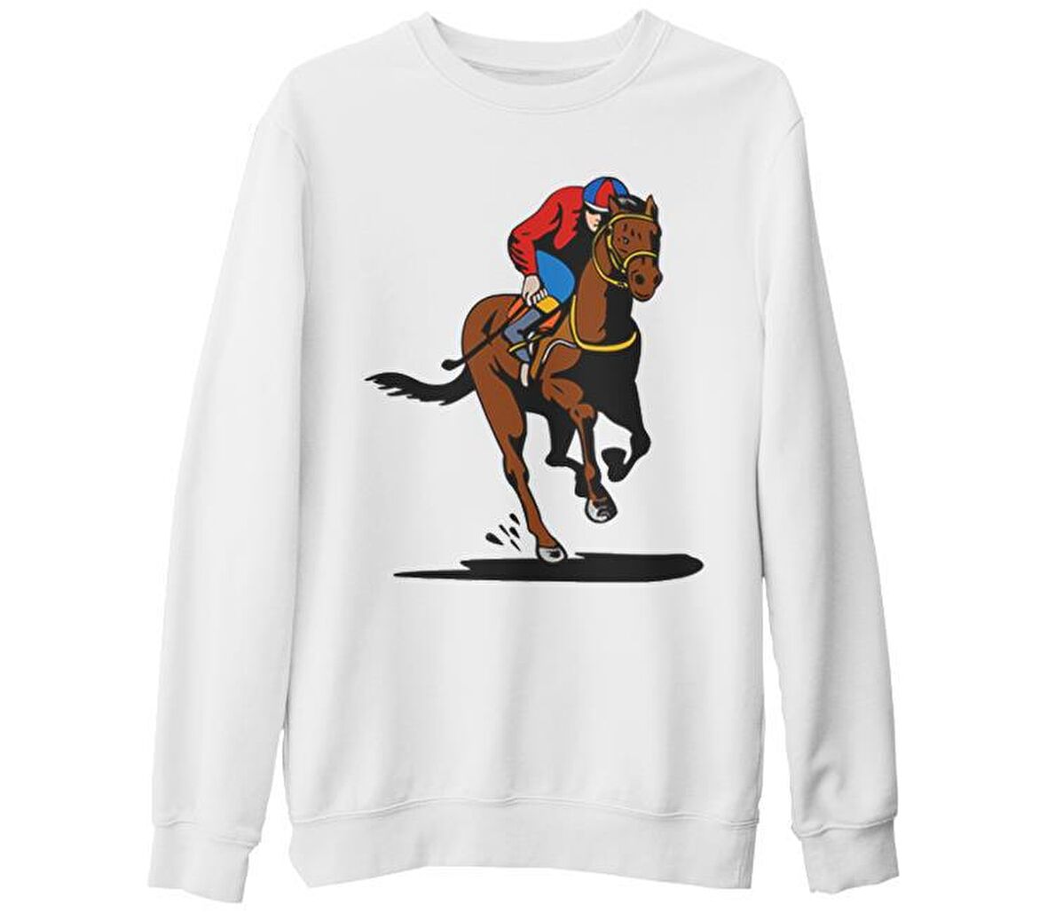 At 8 Beyaz Kalın Sweatshirt