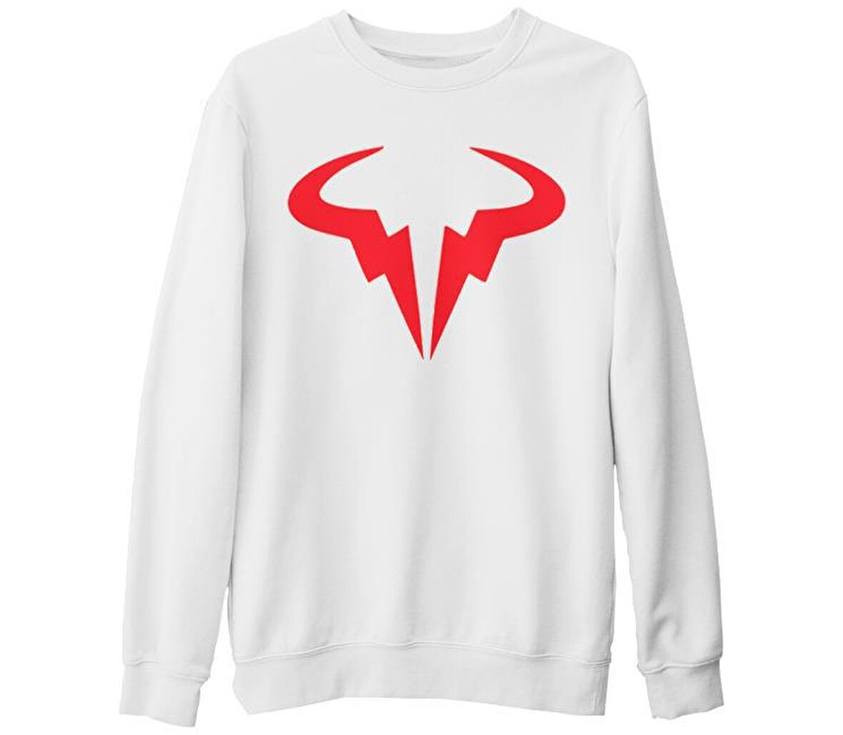 Tenis - Nadal Logo Beyaz Kalın Sweatshirt