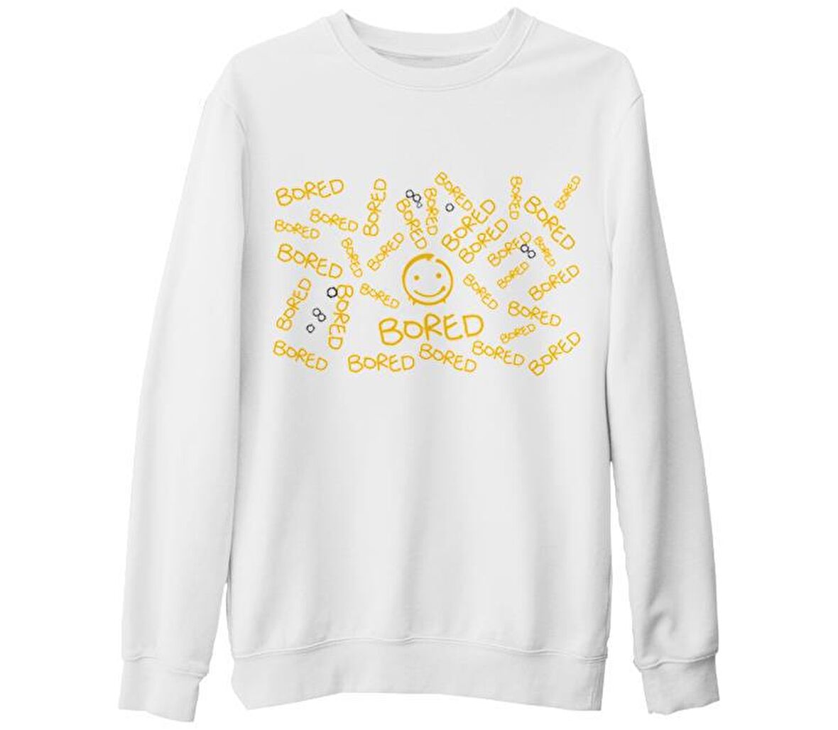 Sherlock -  is Bored  Beyaz Kalın Sweatshirt