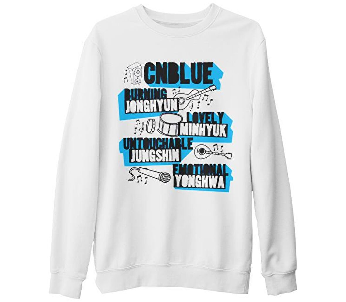 CNBlue - BLUE Beyaz Kalın Sweatshirt