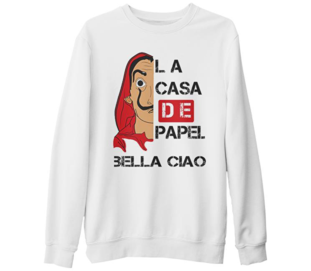La Casa De Papel - Bella Ciao Beyaz Kalın Sweatshirt