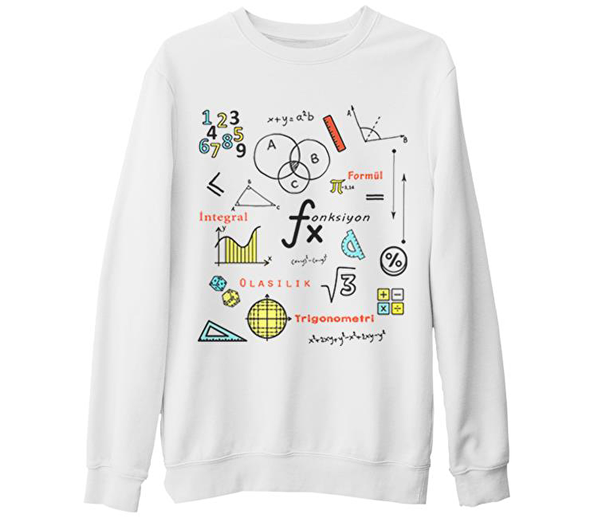 Matematik - İntegral Beyaz Kalın Sweatshirt