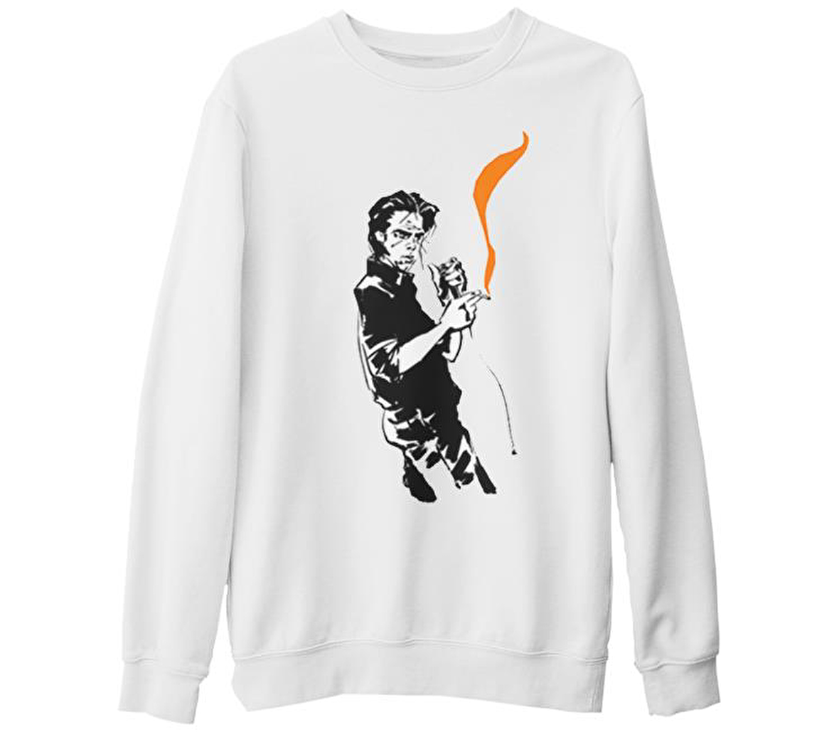 Nick Cave - Mercy Beyaz Kalın Sweatshirt