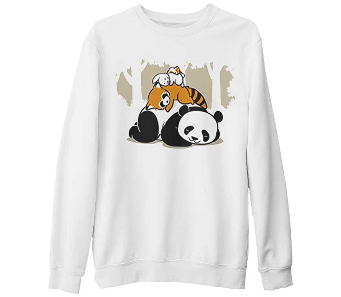 Sleeping Four Beyaz Kalın Sweatshirt