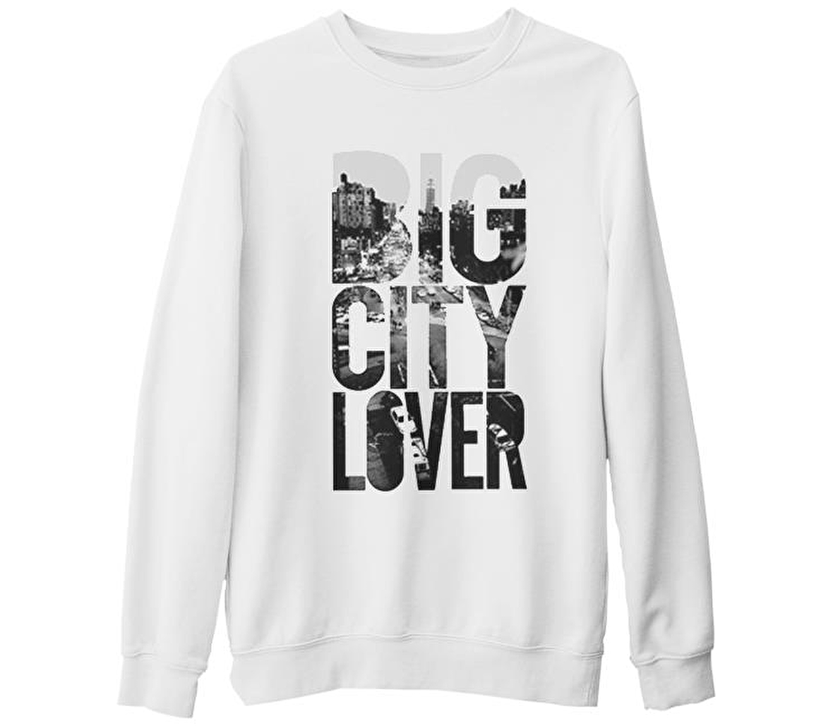 Big City Lover Beyaz Kalın Sweatshirt
