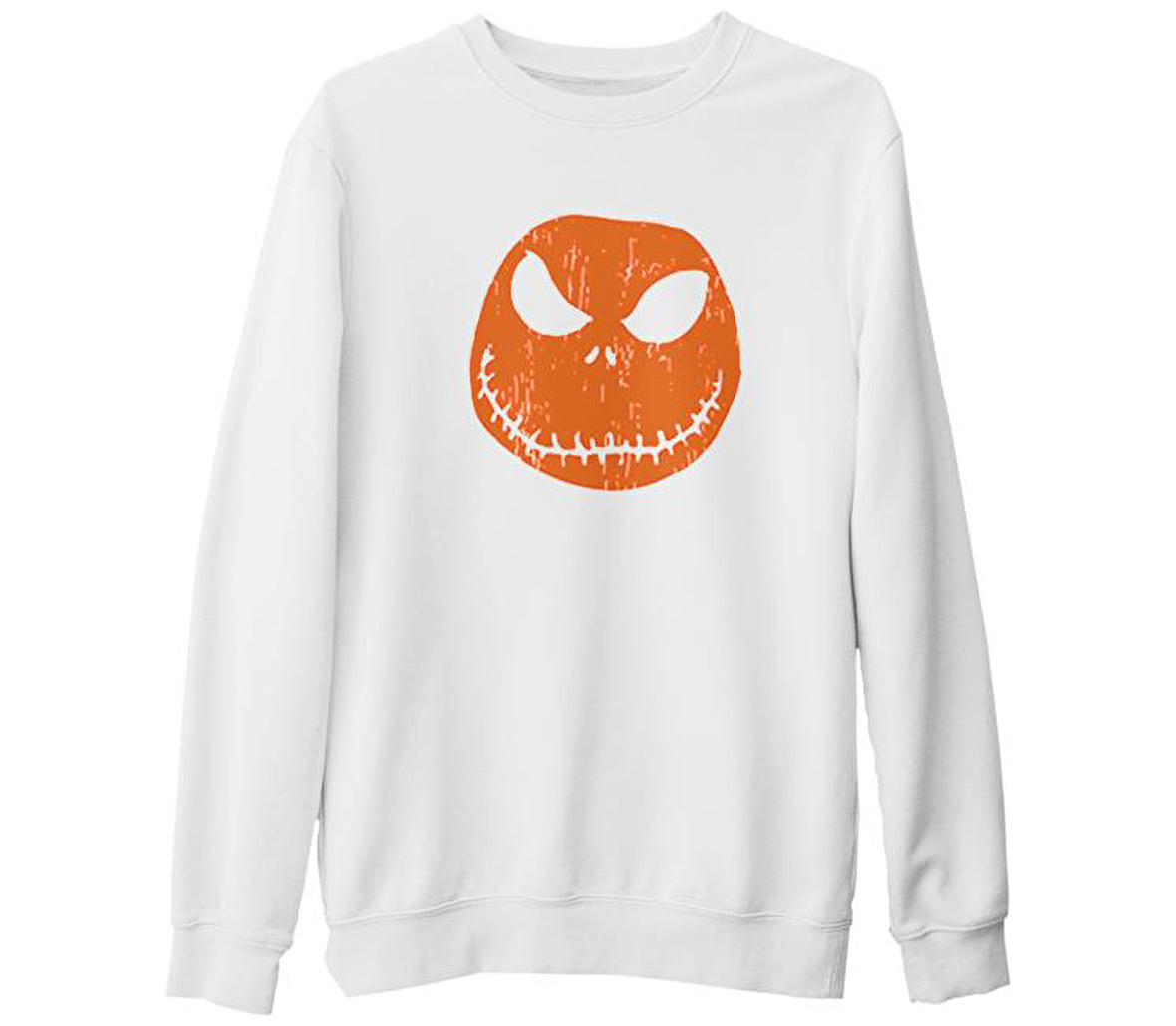 HalloWeen - Face Beyaz Kalın Sweatshirt