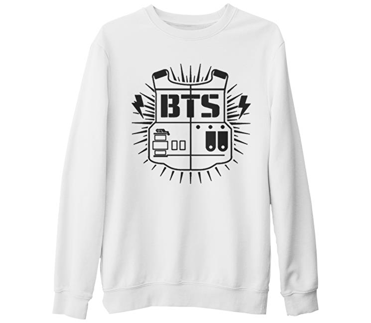 BTS - Logo  Beyaz Kalın Sweatshirt
