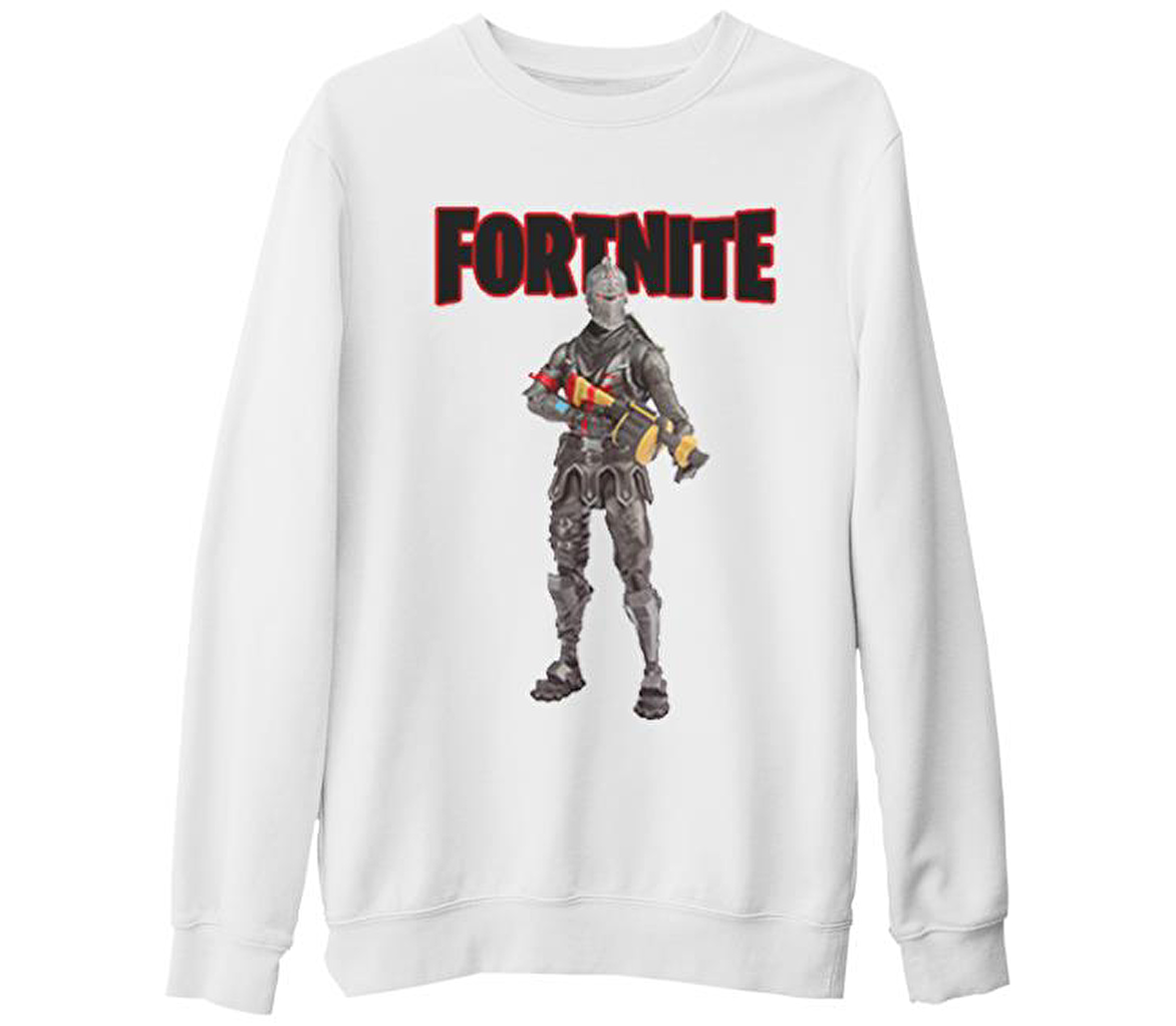 Fortnite - Black Knight Shield Beyaz Kalın Sweatshirt