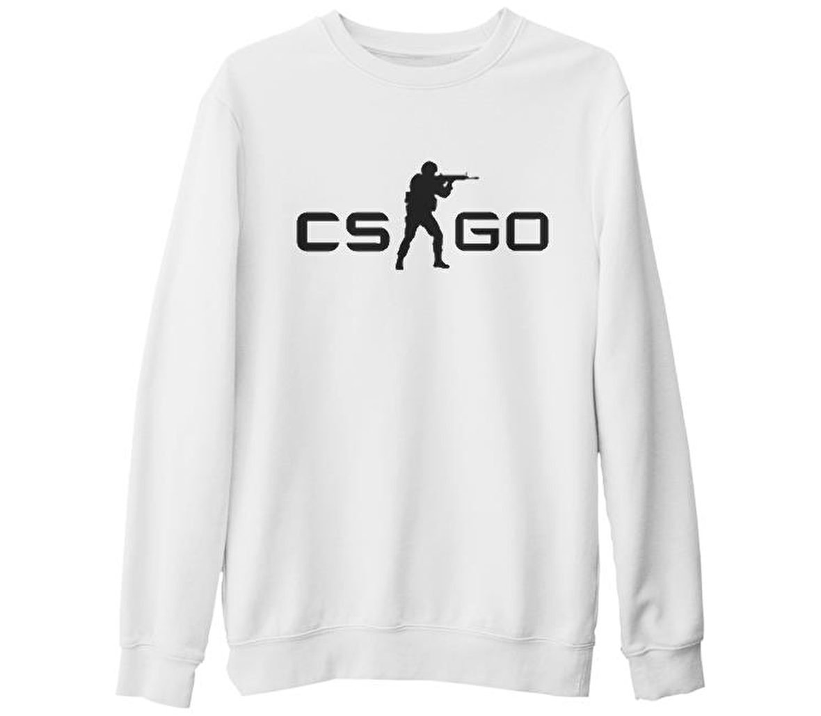 Counter Strike - CS Logo Beyaz Kalın Sweatshirt
