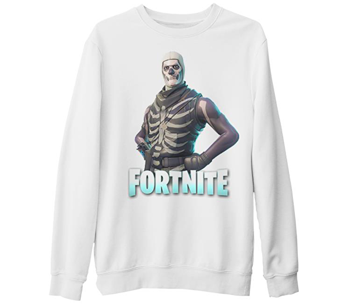 Fortnite - Skull Beyaz Kalın Sweatshirt