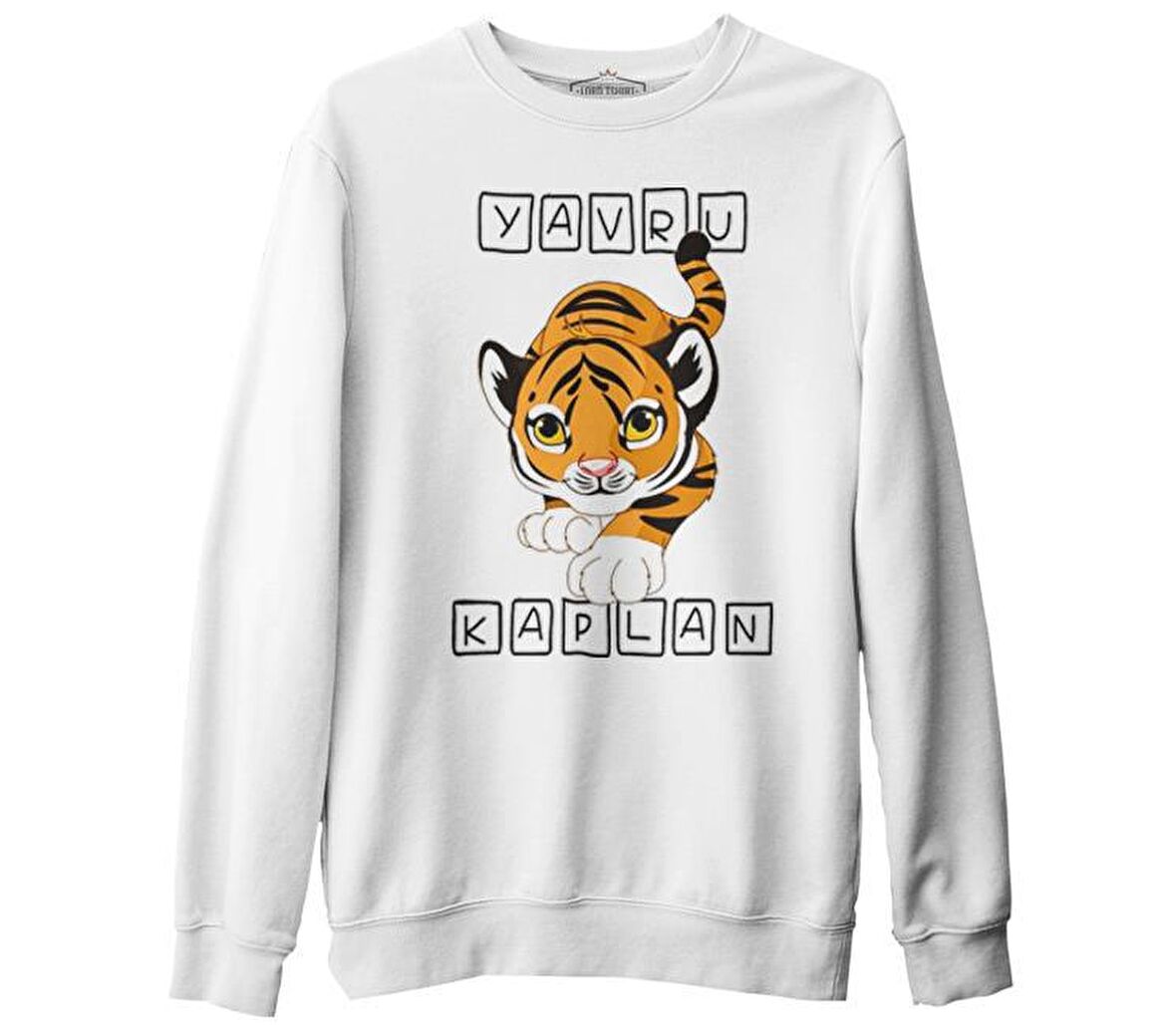 Yavru Kaplan Beyaz Kalın Sweatshirt