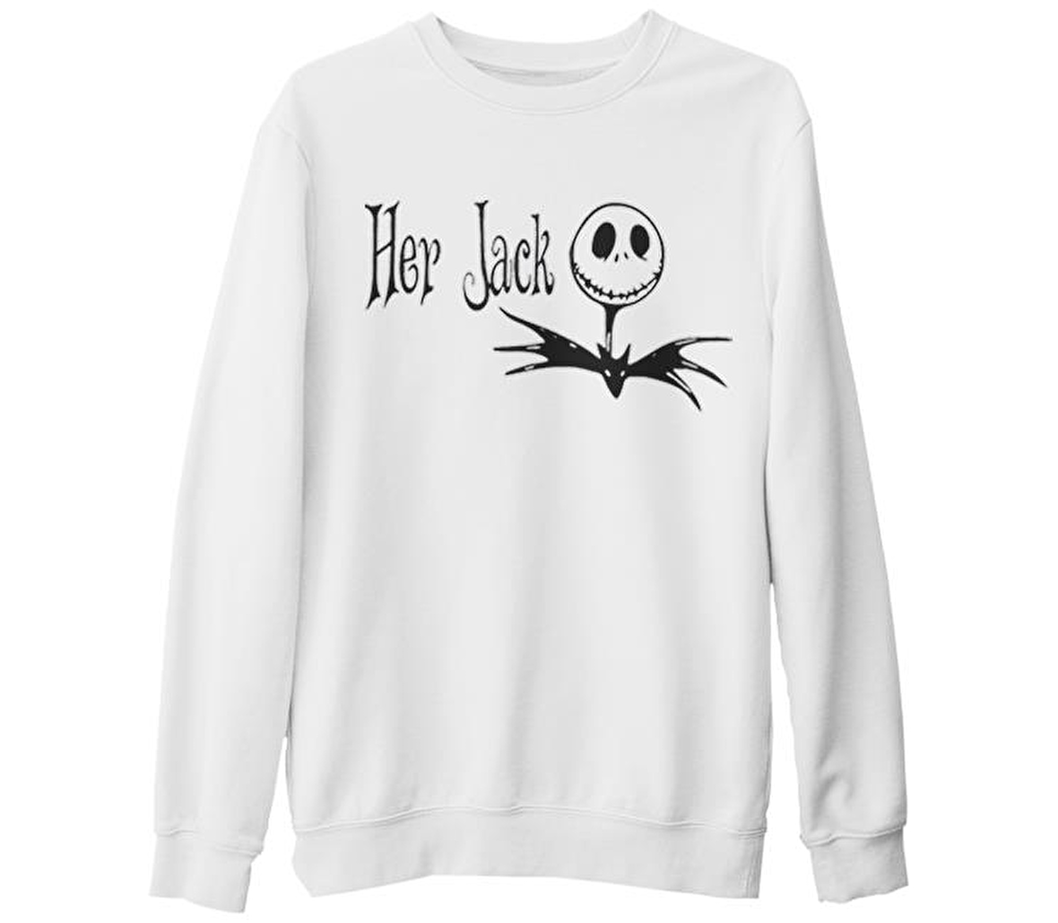 Her Sally His Jack - Jack Beyaz Kalın Sweatshirt