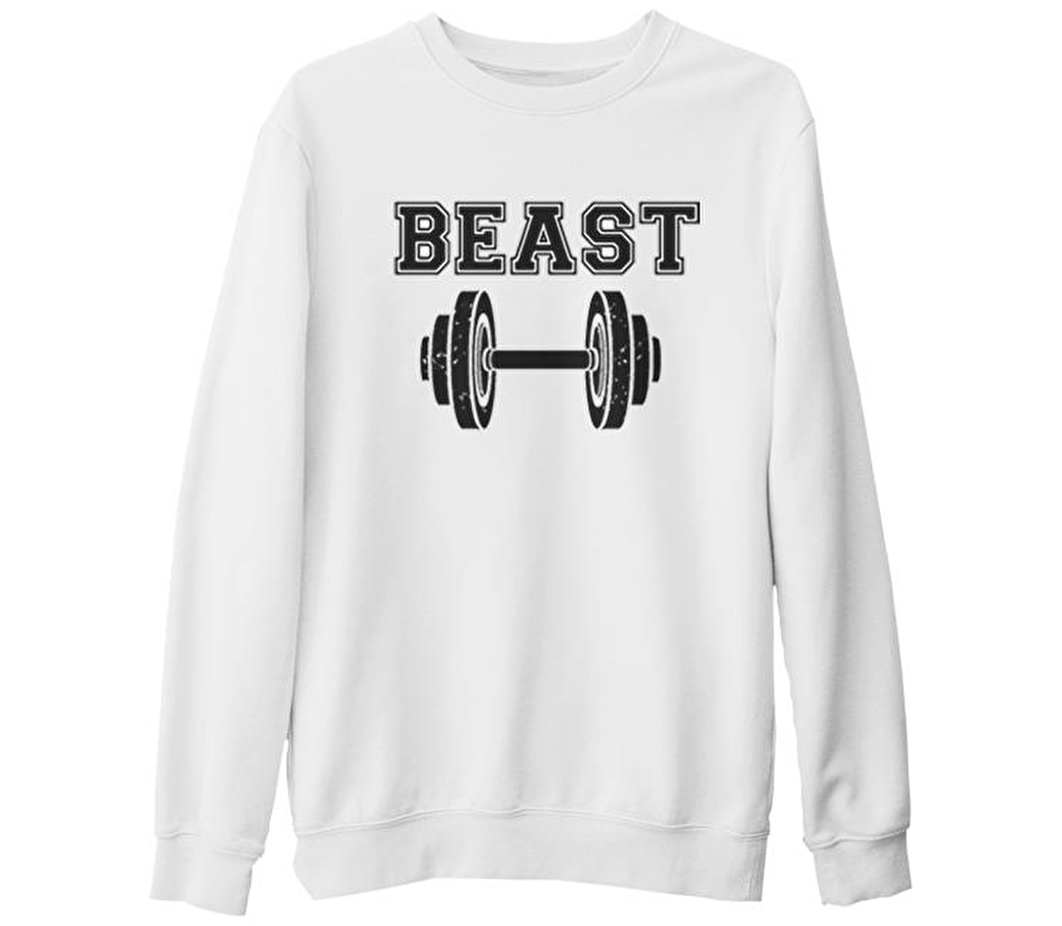 Beauty and the Beast - Beast Beyaz Kalın Sweatshirt
