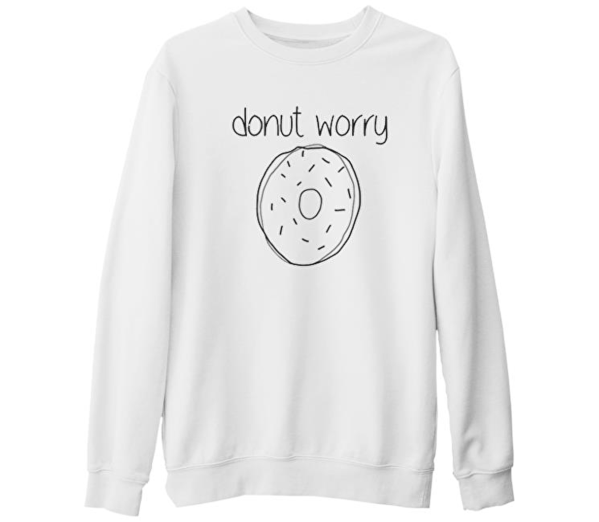 Donut Worry Beyaz Kalın Sweatshirt