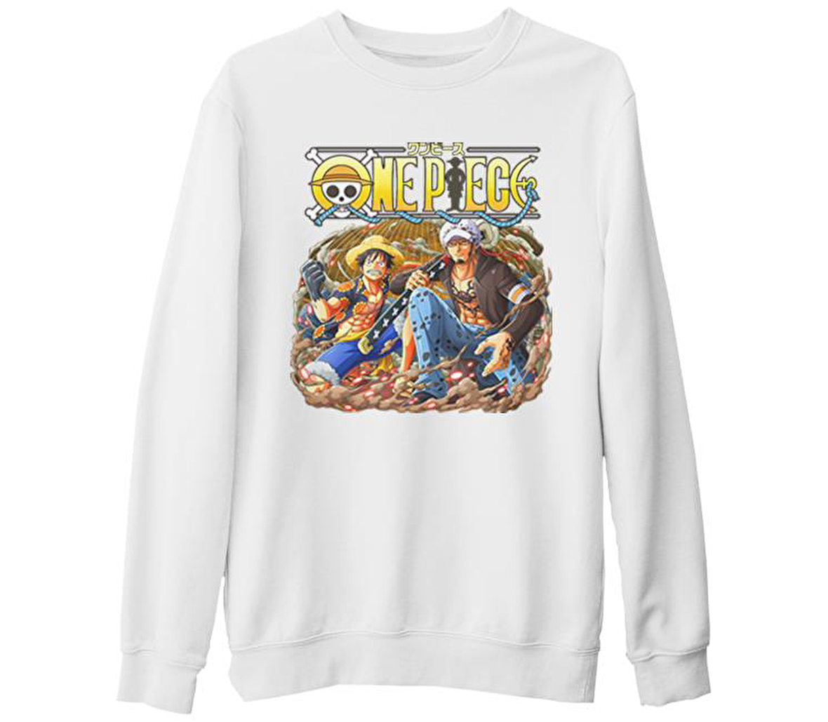 One Piece - Rope Beyaz Kalın Sweatshirt