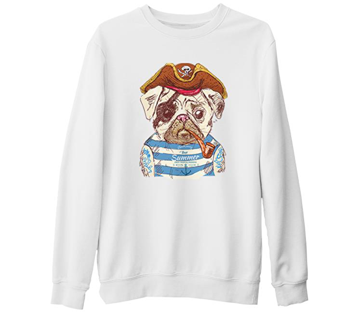 Köpek - Korsan Beyaz Kalın Sweatshirt