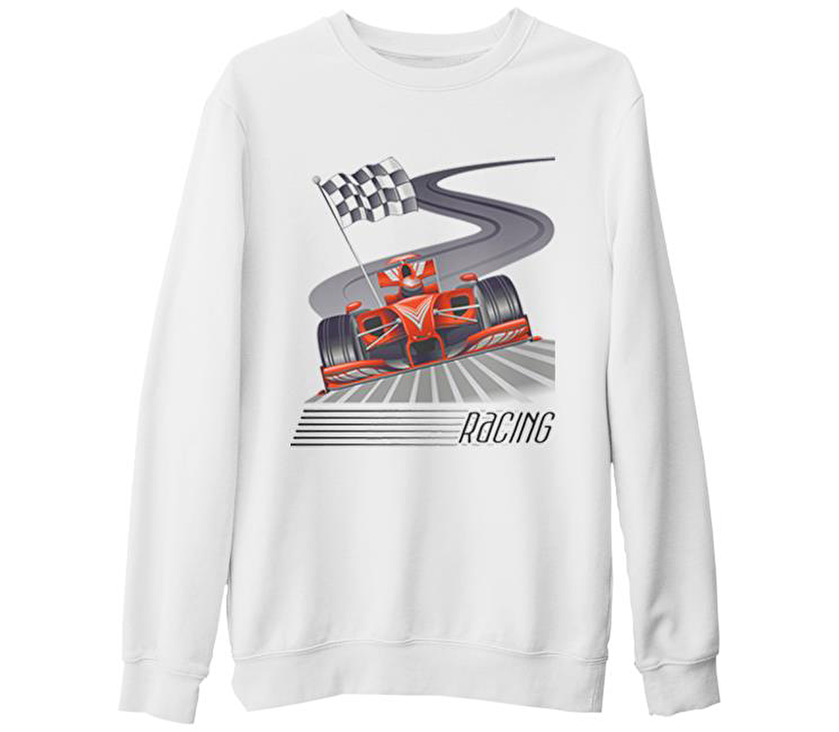 Araba - Yarış Beyaz Kalın Sweatshirt