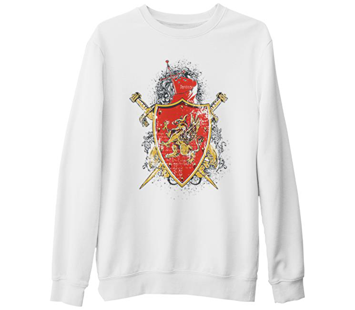 Dragon Shield Beyaz Kalın Sweatshirt