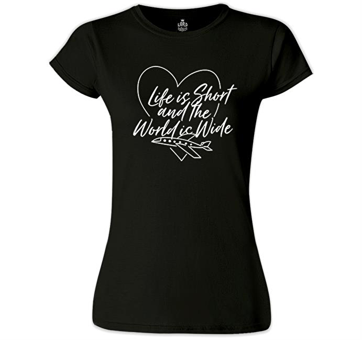 Yazılı - Seyahat Siyah Bayan Tshirt