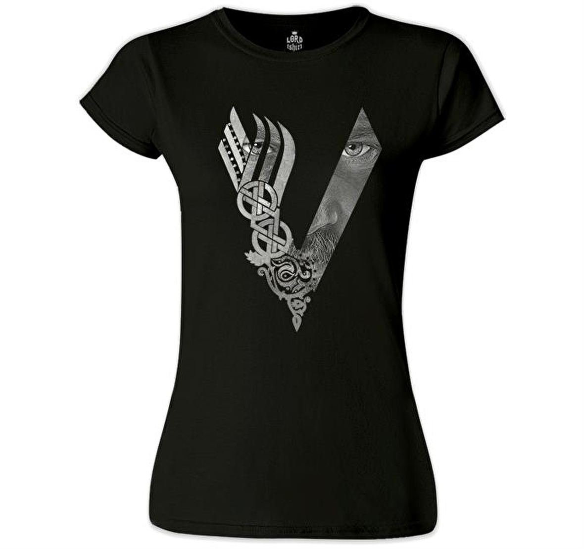 Vikings - Logo Eyes Siyah Kadın Tshirt