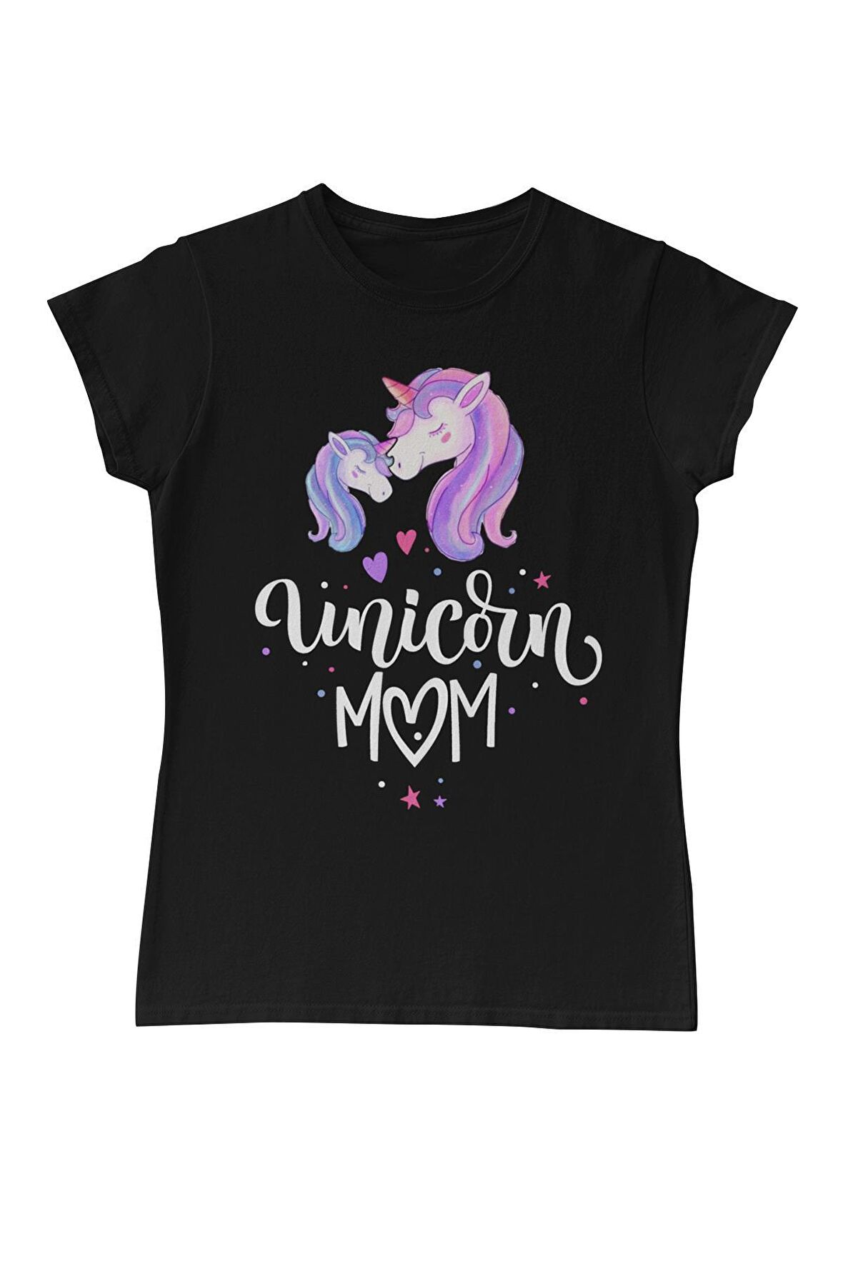 Unicorn Mom Anneler Günü Siyah Bayan Tshirt