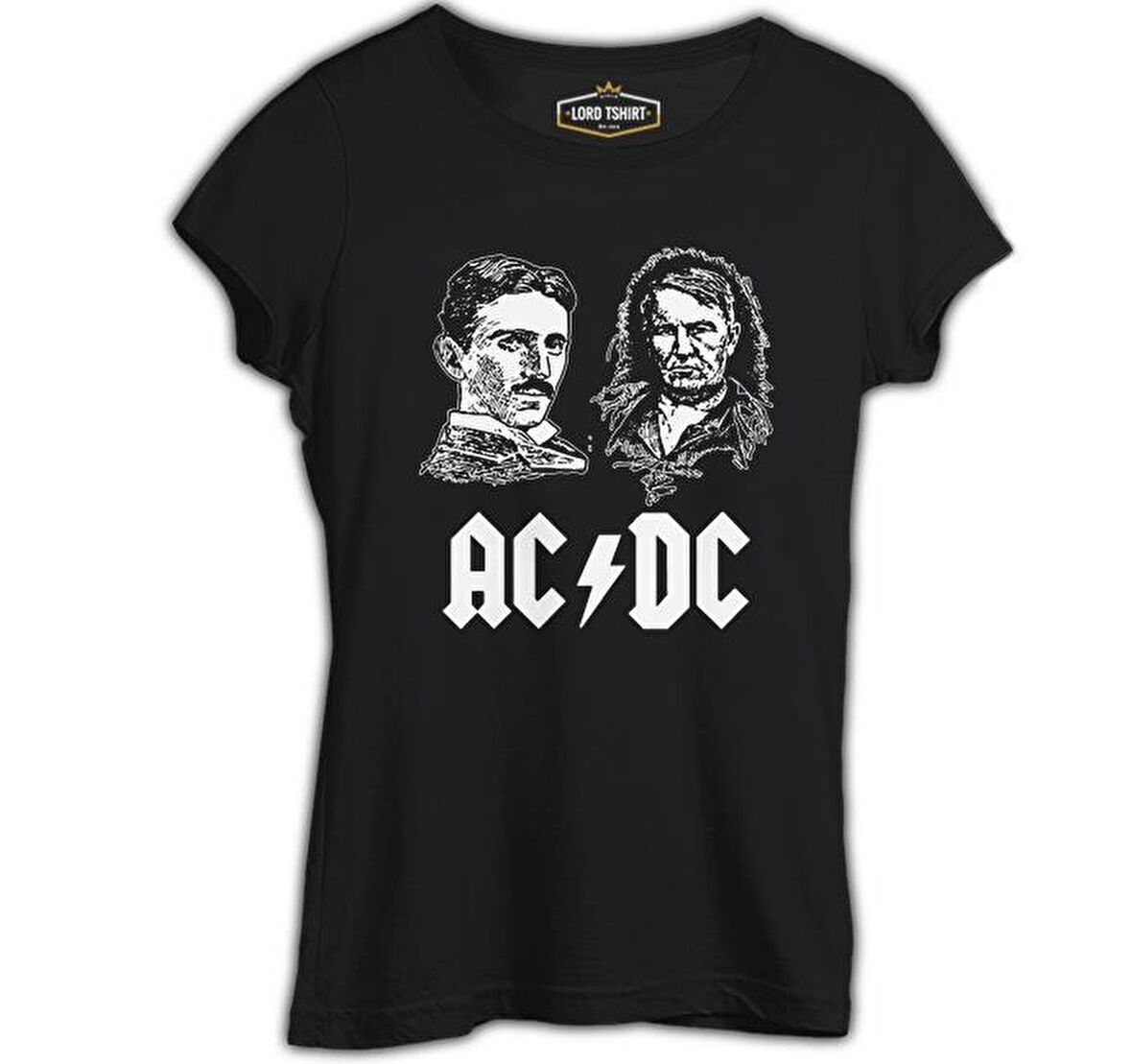 AC Tesla vs. DC Edison Siyah Bayan Tshirt
