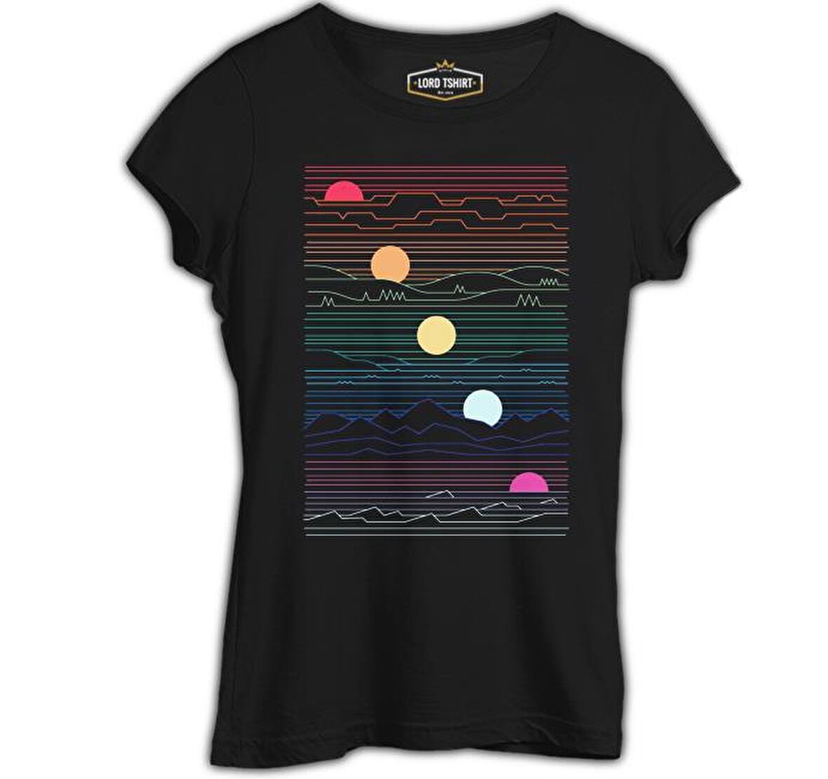 Sunset in Waves Siyah Bayan Tshirt